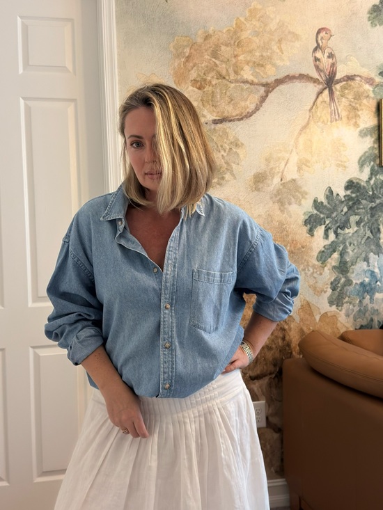 Norsport Tops - Light Blue Denim Button-Down Shirt - Classic Women's Top